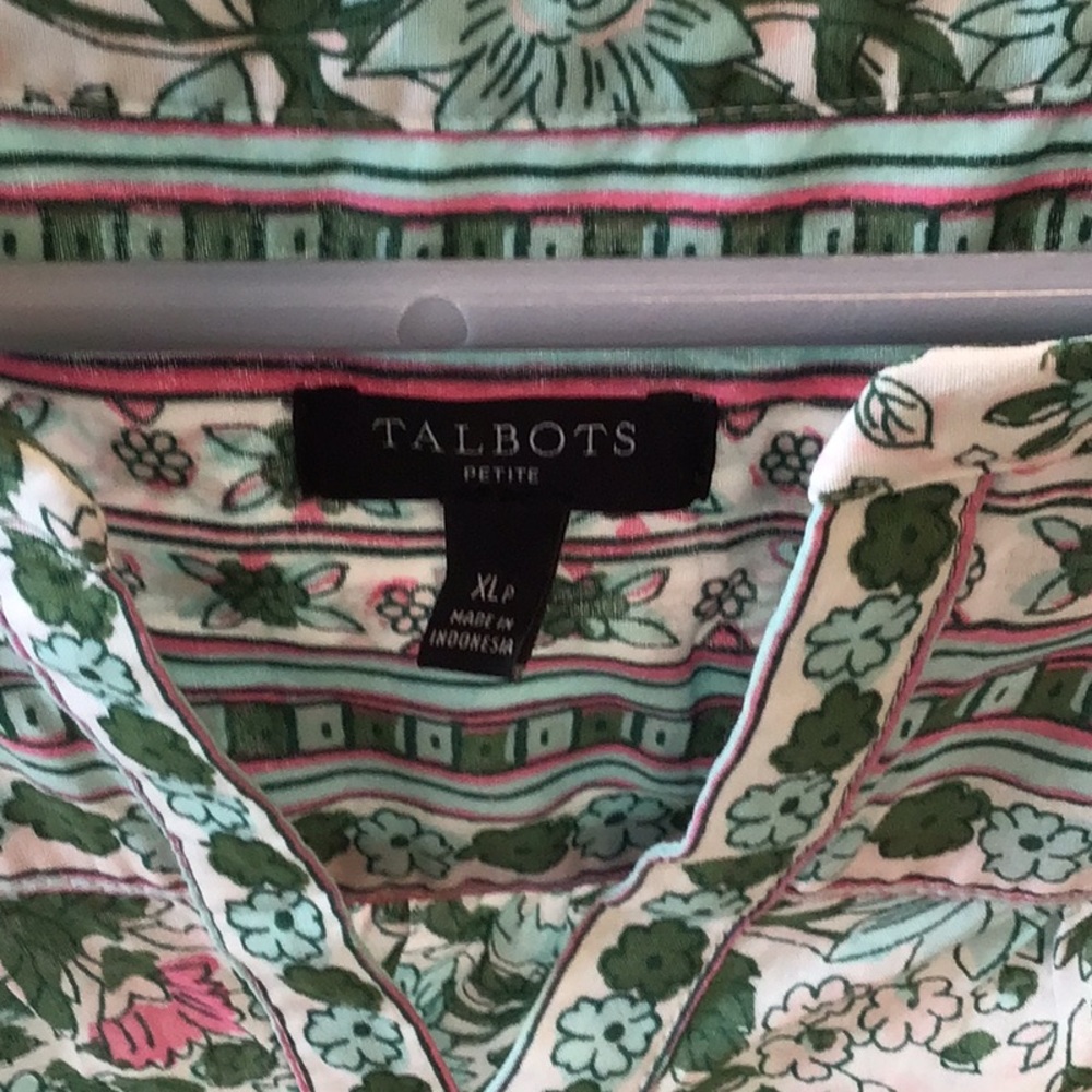 Talbots Blue Ruffled Cap Sleeve Blouse - Picture 2 of 3